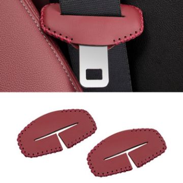 Picture of For BMW 1pair Seatbelt Insert Protector Bumper Belt Chuck Decoration (Red)