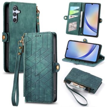 Samsung Galaxy A42 5G Green Leather Zipper Wallet Phone Case - 1