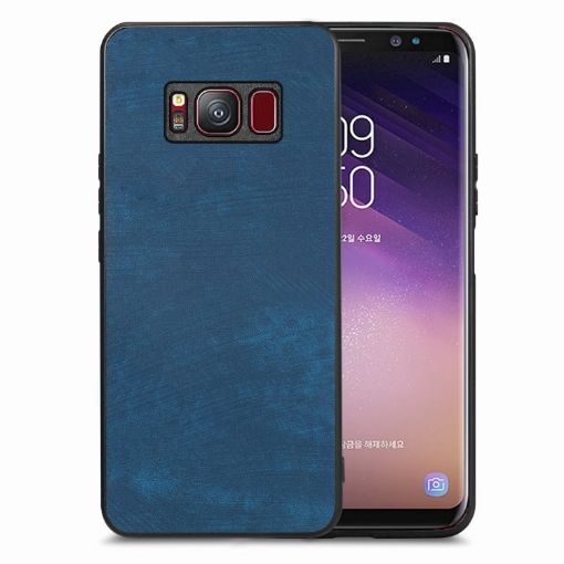 Samsung Galaxy S8 Vintage Leather PC Back Cover Phone Case Blue - 1