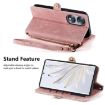 Pink Geometric Zipper Wallet Leather Phone Case - For Honor 90 Lite / X50i - 4
