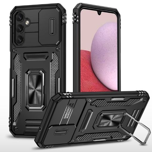 Samsung Galaxy A05s Armor PC + TPU Camera Shield Phone Case - Black - 1