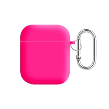 Picture of For AirPods 2 / 1 PC Lining Silicone Bluetooth Earphone Protective Case (Fluorescent Rose)