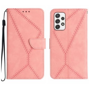 Picture of For Samsung Galaxy A53 5G Stitching Embossed Leather Phone Case (Pink)