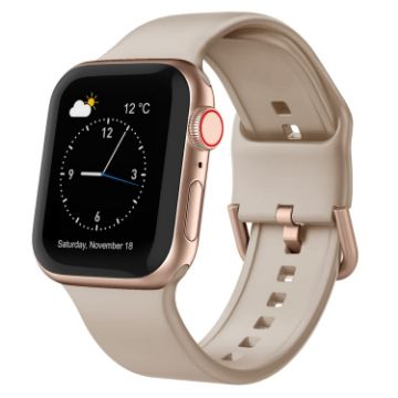 Apple Watch SE 2022 44mm Silicone Watch Band - Milk Tea - 1