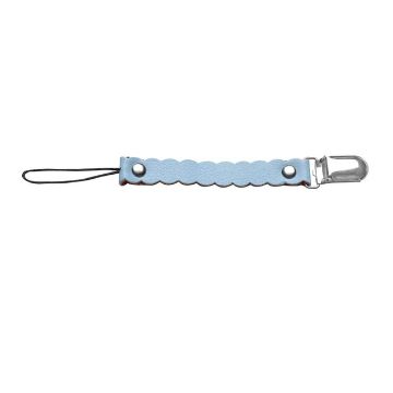 Picture of 3 PCS Wave Leather Baby Short Pacifier Clip Chain Metal Soother Nipple Holder Clasps (Blue)