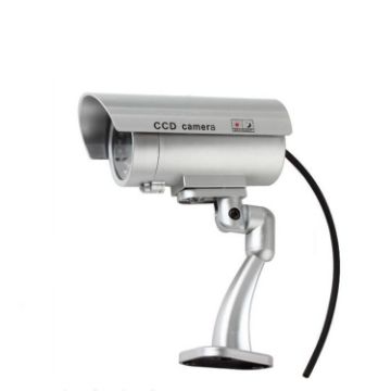 Picture of IP66 Waterproof Dummy CCTV Camera With Flashing LED For Realistic Looking for Security Alarm (Silver)