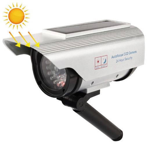 Solar Powered Dummy Camera with Flashing Red LED Light - 1