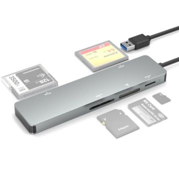 Rocketek CR308 USB3.0 Card Reader 5 in 1 (Silver Grey) - 1