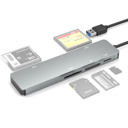 Rocketek CR308 USB3.0 Card Reader 5 in 1 (Silver Grey) - 1