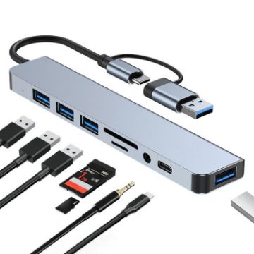 Picture of BYL-2218TU 8 in 1 USB + USB-C / Type-C to USB Multifunctional Docking Station HUB Adapter