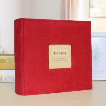 Picture of 6 Inch 200 Sheets Flannel Retro Photo Album Interstitial Photo Storage Book (Red)