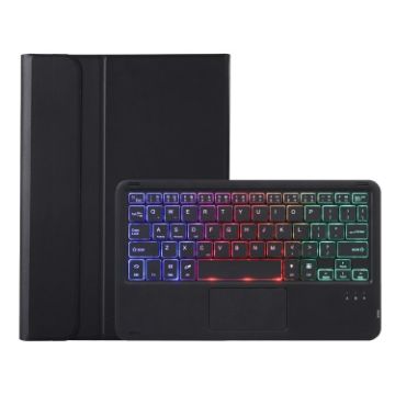 Picture of For Samsung Galaxy Tab A9+ X210/X215/X215 A09B-AS Candy Color Touch Backlight Bluetooth Keyboard Leather Tablet Case with Pen Holder (Black)