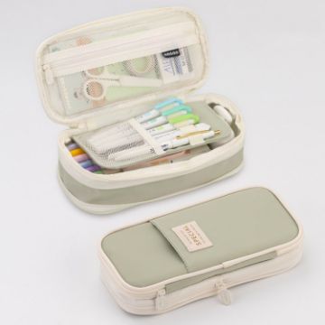 Picture of Angoo Macaron Double-layer Retractable Large-capacity Pencil Case Stationery Box (Green)