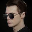 Picture of Vintage Square Sunglasses Male UV400 Polarized Lens Sun Glasses (Black)