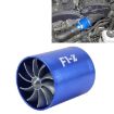 Picture of F1-Z Car Stainless Universal Supercharger Dual Double Turbine Air Intake Fuel Saver Turbo Turboing Charger Fan Set kit (Blue)