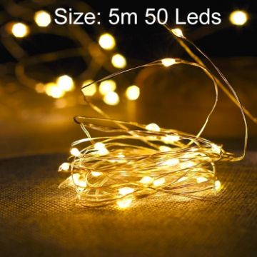 Picture of Christmas Decoration Light Copper Wire LED String Light Wedding Garland LED Lamps Christmas Tree Ornaments, Size: 5m 50 Leds