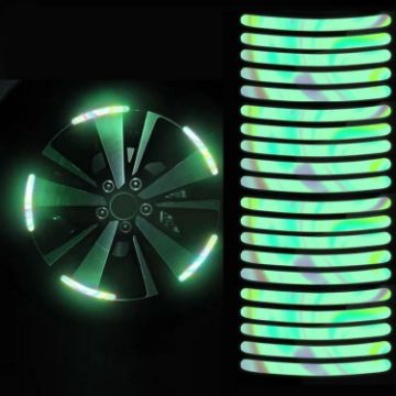 Picture of 10 Sets Car Rainbow Wheel Hub Reflective Stickers Tire Luminous Warning Decoration, Color: Rainbow