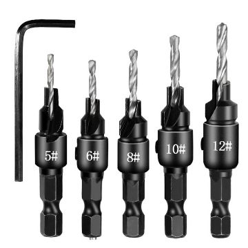 Picture of 5 PCS/Set Countersink Woodworking Drill Bit Set Hexagon Screw Hardware Tool (Silver)