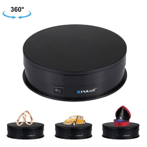 PULUZ 15cm USB Electric Rotating Turntable Display Stand - Black - 1