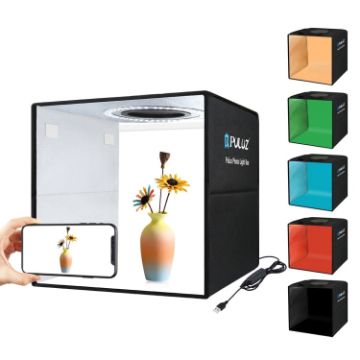 Picture of PULUZ 30cm Folding High 97 CRI Ring Light Studio Tent Kit with 6 Backdrops (Black, White, Orange, Red, Green, Blue) (Black)