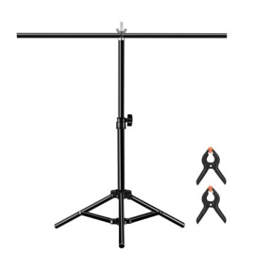 Picture of 67cm T-Shape Photo Studio Background Support Stand Backdrop Crossbar Bracket with Clips, No Backdrop (Black)