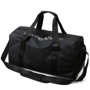 Picture of B-316 Large Capacity Glossy Waterproof Fitness Bag Luggage Bag (Black)