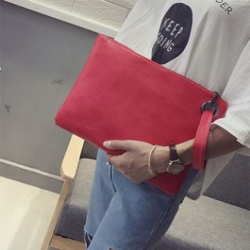 Picture of Simple Retro Ladies Handbag Fashion Large Capacity Clutch Bag Zipper Envelope Bag (Red)