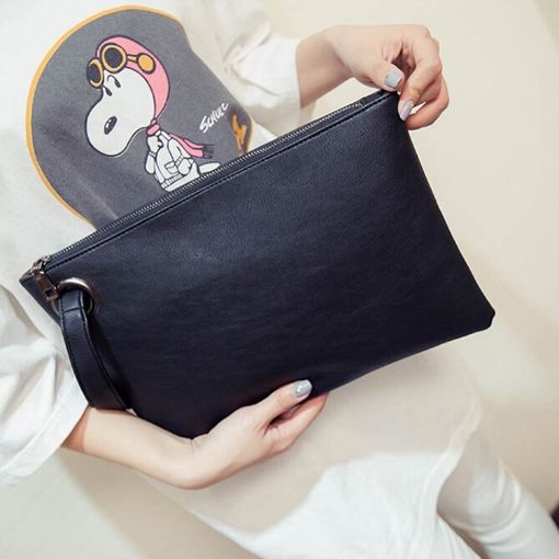 Picture of Simple Retro Ladies Handbag Fashion Large Capacity Clutch Bag Zipper Envelope Bag (Black)