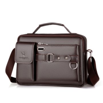 Picture of WEIXIER D235 Men Shoulder Bag Portable PU Leather Handbag (Litchi Texture Brown)
