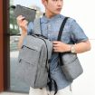Picture of Three PCS/Sets USB Charging Outdoor Travel Backpack Student School Bag (Gray)