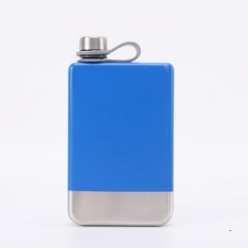 Picture of 9oz Portable 304 Stainless Steel Flagon Whiskey Vodka Wine Pot Hip Flask (Blue)