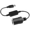 Picture of Car Converter Adapter Wired Controller USB to Cigarette Lighter Socket 5V to 12V Boost Power Adapter Cable (Black)