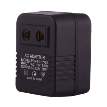 Picture of 110V to 220V 50W AC Power Socket Adapter, EU/US Plug to US Plug (Black)