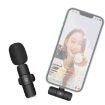 Picture of PULUZ Wireless Lavalier Noise Reduction Reverb Microphone for 8-Pin Device, Support Phone Charging (Black)