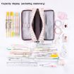 Picture of Angoo Double-Open Multi-Layer Stationery Pencil Case Multifunctional Cosmetic Bag (Palm Black And White)