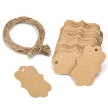 Picture of 2 Packs Gift Packaging Tag With Twine (100 PCS/Pack Kraft Color)