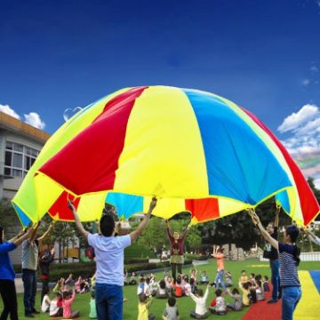 Picture of 5m Rainbow Umbrella Parachute Toy with 24 Straps - Outdoor Game for Kids in Families, Kindergartens, Parks
