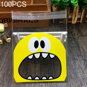 Picture of 100 PCS Cute Big Teech Mouth Monster Plastic Bag Wedding Birthday Cookie Candy Gift OPP Packaging Bags, Gift Bag Size:10x10cm (Yellow)