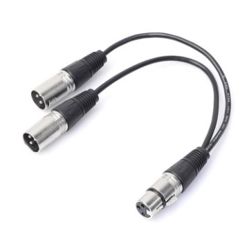 Picture of 30cm 3 Pin XLR CANNON 1 Female to 2 Male Audio Connector Adapter Cable for Microphone / Audio Equipment