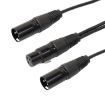 Picture of 30cm 3 Pin XLR CANNON 1 Female to 2 Male Audio Connector Adapter Cable for Microphone / Audio Equipment (Black)