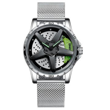 Picture of BINBOND D002 Car Hub Dial Multifunctional Waterproof and Wear-resistant Men's Watch (White Net-White-Green)