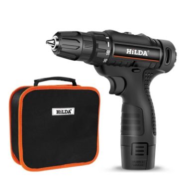 Picture of HILDA Home Power Drill 12V Li-Ion Drill With Charger And Battery, UK Plug, Model: Cloth Packing