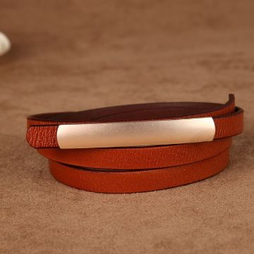 Picture of Women Flat Super Long Alloy Buckle Genuine Leather Fine Belt, Size: 1000 x 12mm (camel)