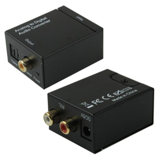 Digital Optical Coaxial Toslink to Analog RCA Audio Converter - Black - 1