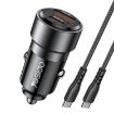 Picture of Yesido Y55 With Double Type-C/USB-C Port Line Car Charger QC3.0+PD30W Type-C/USB-C+USB Dual Port Quick Charge (Black)