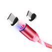 Picture of 2 in 1 USB to Type-C / USB-C + Micro USB Magnetic Absorption Colorful Streamer Charging Cable, Length: 1m (Red Light)