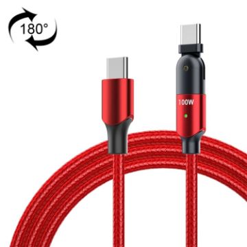 Picture of FXCTL-WY09 100W 5A USB-C / Type-C to Type-C 180 Degree Rotating Elbow Fast Charging Cable, Length:1.2m (Red)