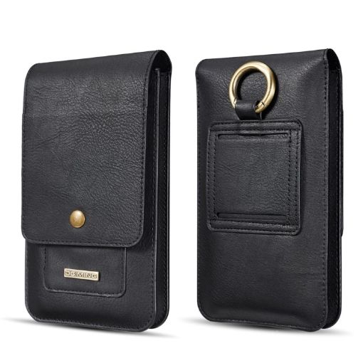 DG.MING Leather Waist Bag w/Card Slots & Hook - Fits Phones up to 6.5" - 1