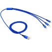 Picture of 2A 1.2m 3 in 1 USB to 8 Pin & USB-C / Type-C & Micro USB Nylon Weave Charging Cable (Blue)