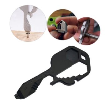 Picture of 24 In 1 Key Shape Outdoor Emergency Tool Stainless Steel Pendant Portable Multi-Function Outdoor Camping Tool (Black)